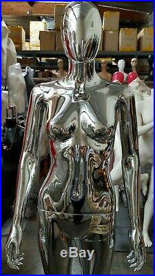 USED MN-BC 1 pc Chrome Silver Metallic Female Plastic Mannequin with Base