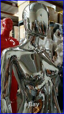 USED MN-BC 1 pc Chrome Silver Metallic Female Plastic Mannequin with Base