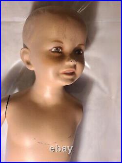 VINTAGE 1950 CHILD MANNEQUIN store display 33 Missing Arm STANDING nude
