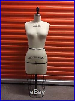 VINTAGE French European DRESS FORM Mannequin Size 6 Collapsible Shoulders