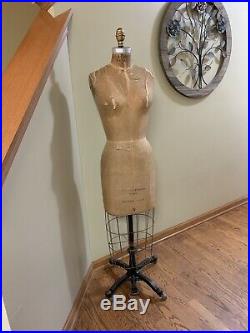 VINTAGE Leonard Adler & Co. Designer Caged Dress Form Size 8 Adjustable Base WOW