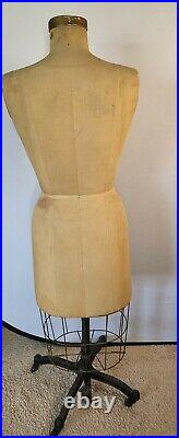 VTG 1951 WOLF NY Superior Model Dress FORM Women Mannequin Cast Iron Cage Sz 14