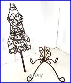 VTG Wrought Iron Wire Metal Doll Dress Form 26.5 Tall Display Mannequin Garden