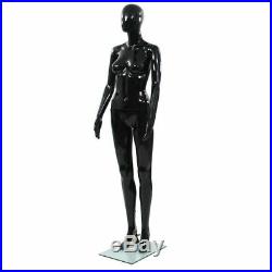 VidaXL Full Body Female Mannequin with Glass Base Glossy Black 68.9 Display