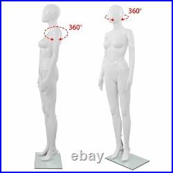 VidaXL Full Body Female Mannequin with Glass Base Glossy White 68.9 Display