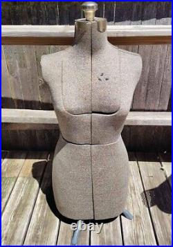 Vintage 12 Panel Adjustable Dress Form Clawfoot Mannequin Sewing Dressmaker