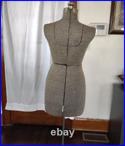 Vintage 12 Panel Adjustable Dress Form Clawfoot Mannequin Sewing Dressmaker