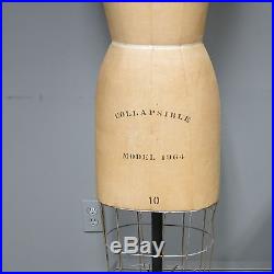 Vintage 1964 Wolf Mannequin Collapsible Dress Form 10 Original Cage Stand