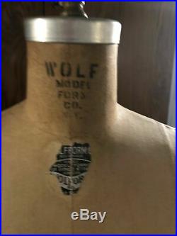 Vintage 1969 Wolf Dress Form Mannequin Size 12 Collapsible Cage Cast Iron Base