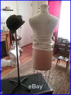 Vintage 1973 Wolf Mannequin Collapsible Dress Form Original Cage Cast Iron Stand