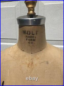 Vintage 1978 WOLF NY Model Dress Form With Cage 33-27-40 Mannequin Cast Iron Base