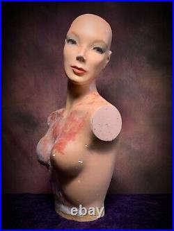 Vintage 30s 40s Mannequin Female Torso Distressed Plaster Bust Oddity Art Creepy