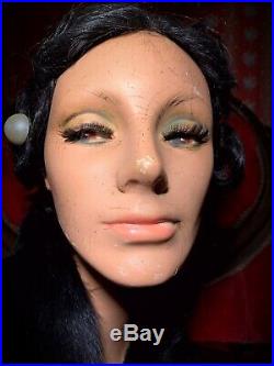 Vintage 50s Mannequin Female Face Bust Hat Head Display Distressed Oddity Creepy