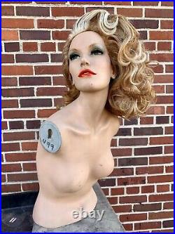 Vintage 60s Mannequin Female Woman Parted Lips Torso Art Bust Oddity Art Creepy