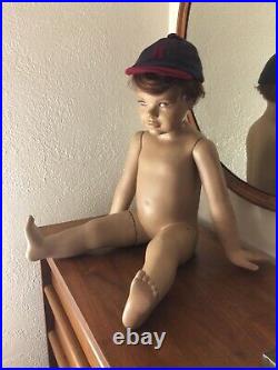 Vintage 60s WOLF & VINE GRENEKER BOY MANNEQUIN Original Wig Seated Child Baby