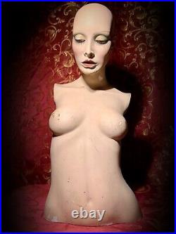 Vintage 70s Mannequin Cry Female Torso Display Distressed Bust Oddity Art Creepy
