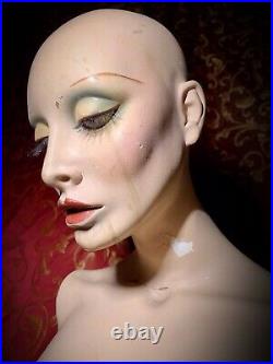 Vintage 70s Mannequin Cry Female Torso Display Distressed Bust Oddity Art Creepy