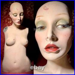 Vintage 70s Mannequin Female Torso Display Distressed Bust Oddity Art Creepy