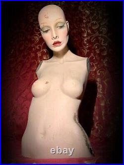 Vintage 70s Mannequin Female Torso Display Distressed Bust Oddity Art Creepy