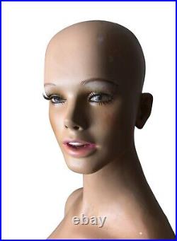 Vintage 70s Realistic 6 ft Female Full Body Mannequin Long eyelashes NO Arms