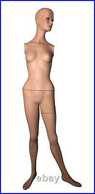 Vintage 70s Realistic 6 ft Female Full Body Mannequin Long eyelashes NO Arms