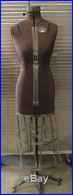 Vintage ACME Dress Form Size A L&M Adjustable Victorian Cast Iron Base