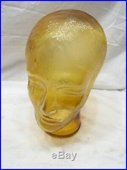 Vintage Amber Glass Mannequin Head Store Men's Hat Wig Display