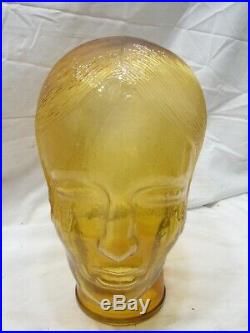 Vintage Amber Glass Mannequin Head Store Men's Hat Wig Display
