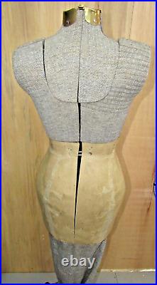 Vintage Antique Adjustable Dress Form Mannequin with Stand And Cover