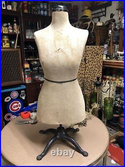Vintage Antique Dress Form Mannequin Cast Iron Footed Base