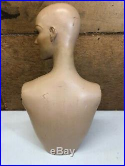 Vintage Antique Mannequin Female Bust Torso half scale Wig Hat Jewelry Display