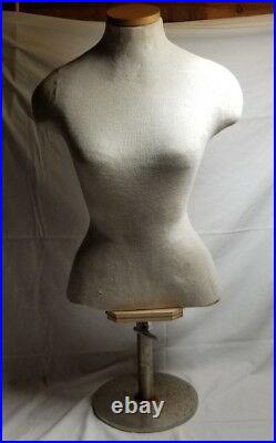 Vintage BERNSTEIN Wood and Cloth Female Dress Form Sewing Mannequin w Base NICE