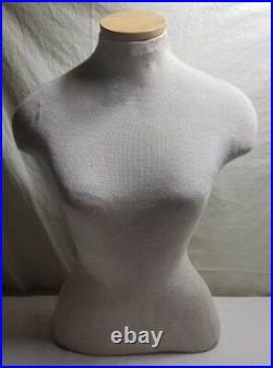 Vintage BERNSTEIN Wood and Cloth Female Dress Form Sewing Mannequin w Base NICE