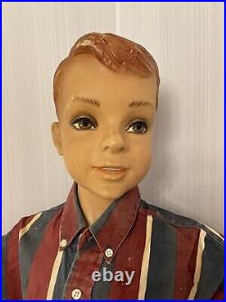 Vintage Child Boy Mannequin 48 Tall With Molded Hair