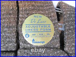 Vintage De Luxe Penneys Adjustable Dress Form Mannequin Sewing Dress Form Sz JR