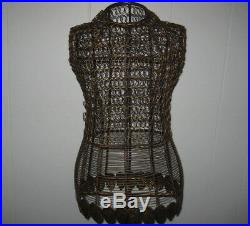 Vintage Dress Form Wire Mannequin Metal Gold Gilt Scrollwork