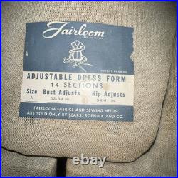 Vintage Fairloom Sears Adjustable Dress Form A 32-39 Bust 34-41 Mannequin Sewing