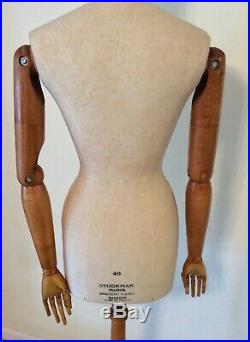 Vintage French dress form Mannequin with articulating wooden arms Paris France