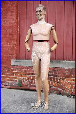 Vintage Full body Male Mannequin Menswear Workwear Store Display Paper Mache