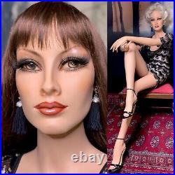Vintage German Female Sitting Mannequin Big Eyes Realistic Full Life Size