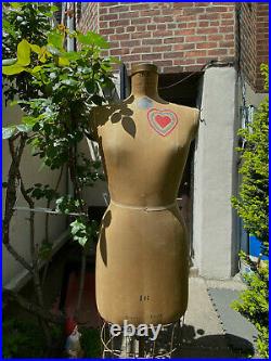 Vintage JR Bauman Dress Form Cast Iron Base & Cage Size 16 37x28.5x38.5