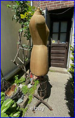 Vintage JR Bauman Dress Form Cast Iron Base & Cage Size 16 37x28.5x38.5