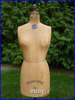 Vintage J. R. Bauman Ladies Model Dress Form B Mannequin 1965 withCage Iron Stand