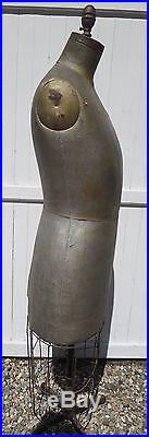 Vintage J. R. Baumen New York Large Dress Form Mannequin Cast Iron Base Cage
