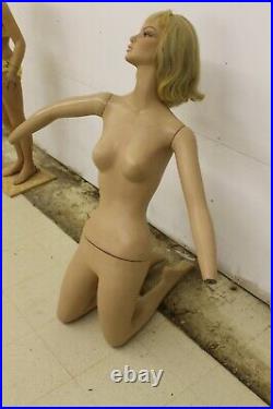 Vintage Kneeling Mannequin with Blonde attached wig