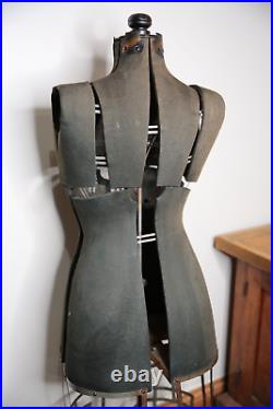 Vintage Mannequin Dress Form adjustable stand store display Japanned hardware