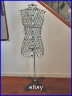 Vintage My Double Wire Dress Form Model A Right With Adjustable Metal Stand