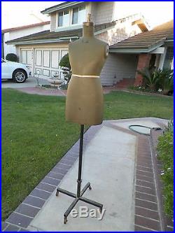 Vintage Olive Green Jr Bauman S Model Dress Form Mannequin Small Junior Size