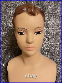 Vintage Plaster Young Boy Mannequin Bust Torso With Molded Hair 22 High