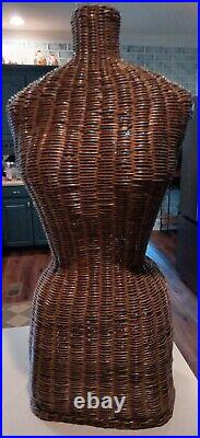 Vintage Rattan/Wicker Dress Form Woman Mannequin